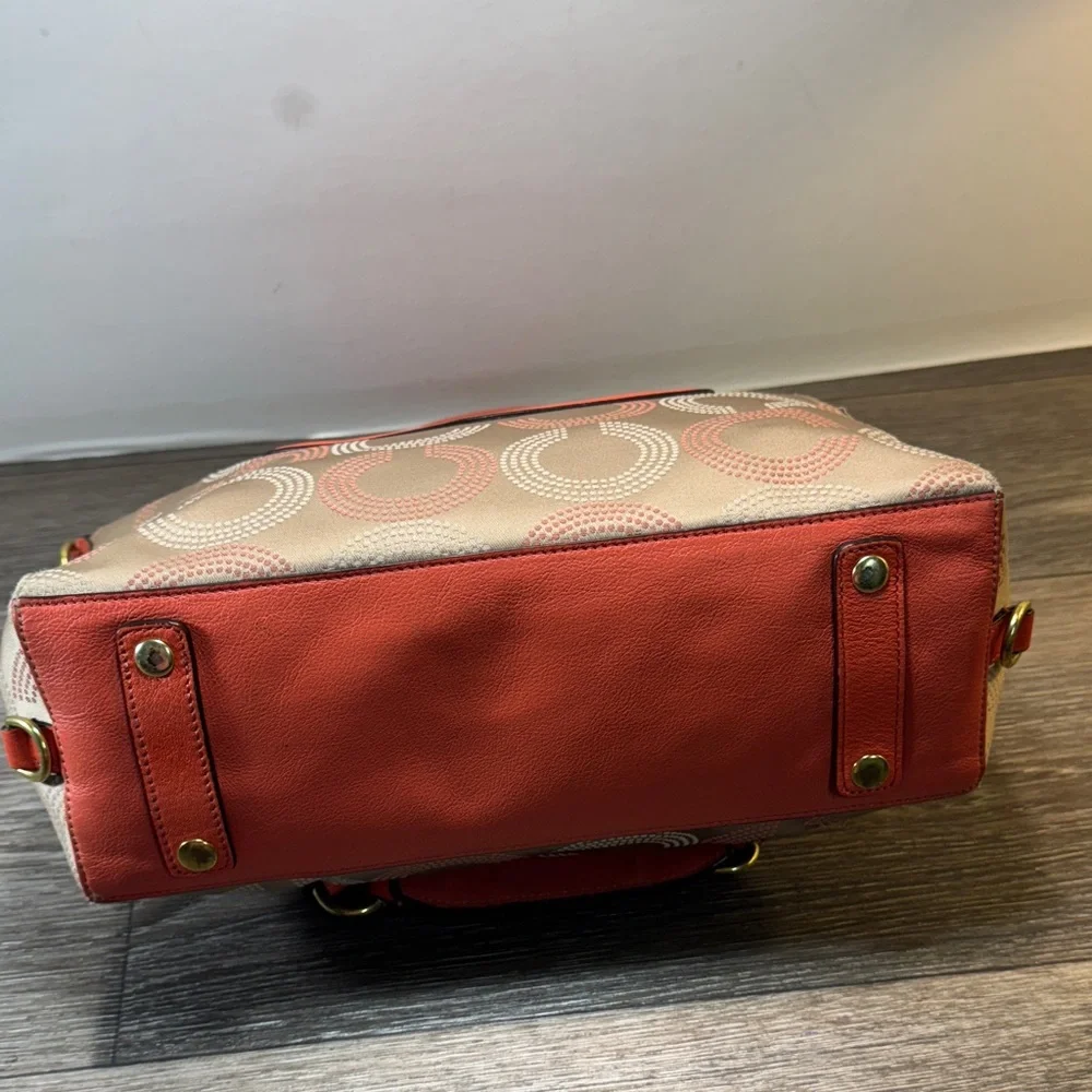 Coach Coral and Tan Satchel - Picture 6 of 14